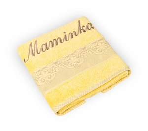 Bellatex Froté ručník orchidea s výšivkou MAMINKA 50x100 cm Maminka Žlutá