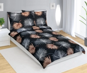 Bellatex Povlečení bavlněné 140x200, 70x90 cm Palmový list Béžová,Bílá,Černá