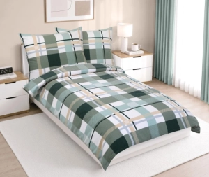 Bellatex Flanelové povlečení 140x220 cm, 70x90 cm Kostka Zelená,Bílá
