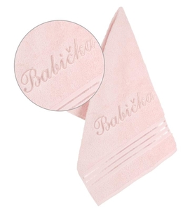 Froté ručník kolekce Linie s výšivkou Babička - Ručník - 50x100 cm - růžová