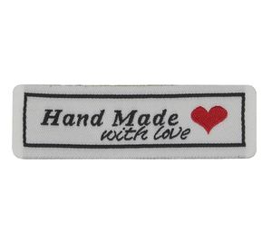 Nášivka Hand Made - 59x18 mm - Nápis černá, bílá