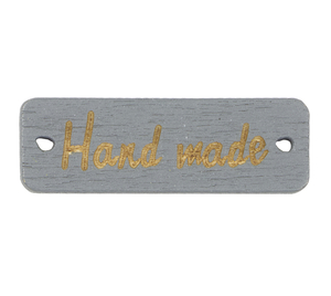 Nášivka Hand Made dřevěná - 30x10 mm - šedá