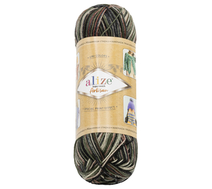 Bellatex Příze ARTISAN 100g / 420 m Šedá, černá, khaki