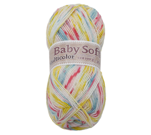 Bellatex Příze BABY SOFT multicolor 100g / 360 m bílá, žlutá, tyrkysová, růžová