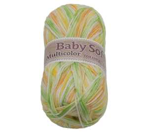 Příze BABY SOFT multicolor - 100g / 360 m - bílá, žlutá, oranžová, zelená