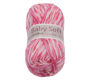 Příze BABY SOFT multicolor - 100g / 360 m - bílá, růžová, fialová