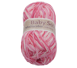 Bellatex Příze BABY SOFT multicolor 100g / 360 m bílá, růžová