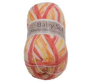 Bellatex Příze BABY SOFT multicolor 100g / 360 m bílá, žlutá, oranžová, růžová