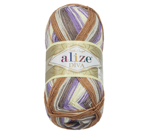 Příze DIVA BATIK - 100g / 350 m - bílá, béžová, fialová