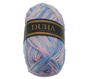 Příze DUHA - 50g / 150 m - bílá, modrá, růžová