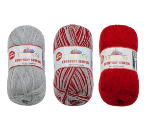 Příze HiMALAYA EVERYDAY SENFONi - 100g / 196 m - balení 3 x 100g - šedá, červená