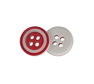 Knoflík - prům. 12,5 mm - Proužek bílá, červená