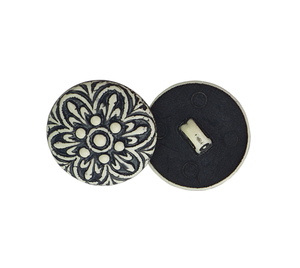 Knoflík - prům. 18 mm - Mandala černá, bílá