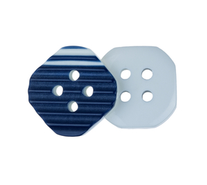 Knoflík - balení po 10ks - 13,5x13,5 mm - Proužek modrá, bílá