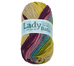 Bellatex Příze LADY de Luxe BATIK 100g / 238 m béžová, růžová, fialová, zelená