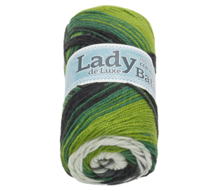 Příze LADY de Luxe BATIK - 100g / 238 m - bílá, zelená
