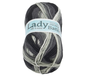 Bellatex Příze LADY de Luxe BATIK 100g / 238 m bílá, šedá