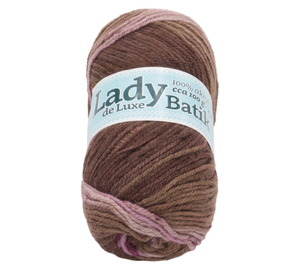 Příze LADY de Luxe BATIK - 100g / 238 m - růžová, hnědá