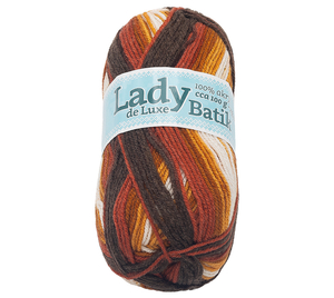 Bellatex Příze LADY de Luxe BATIK 100g / 238 m červená, oranžová, hnědá