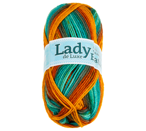 Bellatex Příze LADY de Luxe BATIK 100g / 238 m Zelená,Oranžová,Hnědá