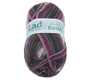 Příze LADY de Luxe BATIK - 100g / 238 m - bílá, fialová, šedá