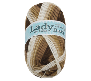 Příze LADY de Luxe BATIK - 100g / 238 m - bílá, béžová, hnědá