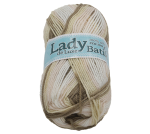 Bellatex Příze LADY de Luxe BATIK 100g / 238 m bílá, béžová