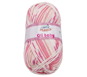 Příze OLI BABY - 100g / 210 m - bílá, růžová