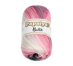 Bellatex Příze PAPATYA BATIK 100g / 360 m Bílá,Šedá,Růžová