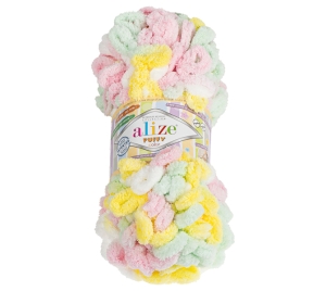 Bellatex Příze PUFFY color 100g / 9 m Bílá,Růžová,Žlutá