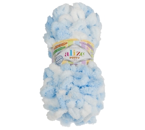 Bellatex Příze PUFFY color 100g / 9 m Bílá,Modrá