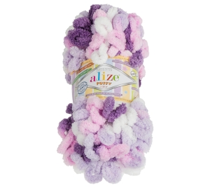 Bellatex Příze PUFFY color 100g / 9 m Bílá,Růžová,Fialová