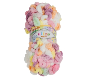 Bellatex Příze PUFFY color 100g / 9 m Bílá,Oranžová,Růžová