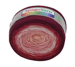 Příze SpagoYarn Rainbow - 250g / 1000 m - růžová, bílá, červená, vínová