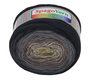 Příze SpagoYarn Rainbow - 250g / 1000 m - smetanová, hnědá, šedá, černá