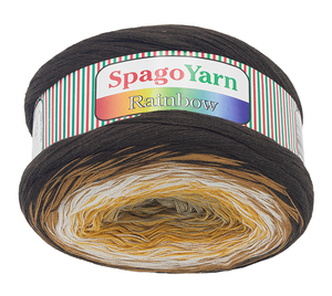 Příze SpagoYarn Rainbow - 250g / 1000 m - hnědá, béžová, hořčicová, bílá