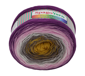 Příze SpagoYarn Rainbow - 250g / 1000 m - žlutá, hnědá, růžová, fialová