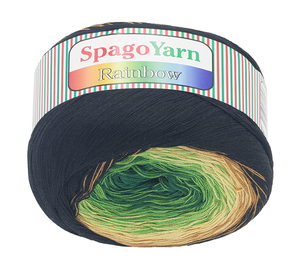 Příze SpagoYarn Rainbow - 250g / 1000 m - hnědá, béžová, zelená