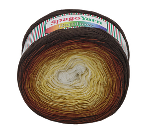 Příze SpagoYarn Rainbow - 250g / 1000 m - bílá, žlutá, hnědá, tm. hnědá