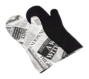 Grilovací rukavice 2ks - 22x46 cm - Noviny černá, černá