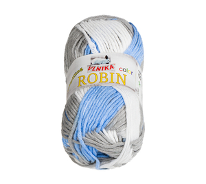 Bellatex Příze ROBIN COLOR 100g / 150 m bílá,šedá,modrá