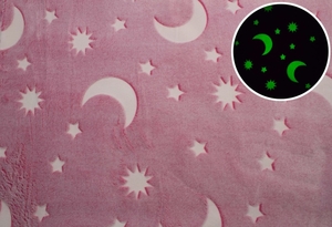 Dětská mikroplyšová svítící deka Hvězdy růžové 100x150 cm