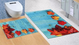Bellatex koupelnové předložky 3D tisk sada bez výkroje javorové listy 60x100+60x50 cm 