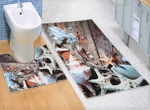 Bellatex koupelnové předložky 3D tisk mořské lastury sada 60x100+60x50 cm