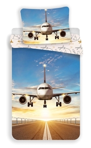 Jerry Fabrics povlečení bavlna fototisk Letadlo "Explore the world" 140x200+70x90 cm 