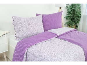 Stanex povlečení bavlna kvítek-pruh fialový (LS196) 140x200+70x90 cm 
