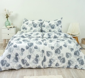 Stanex povlečení flanel šedé listy (LS275) 140x200+70x90 cm 