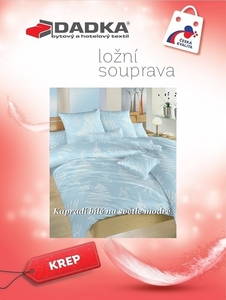 Dadka povlečení krep Kapradí bílé na světle modrém 140x200+70x90 cm 
