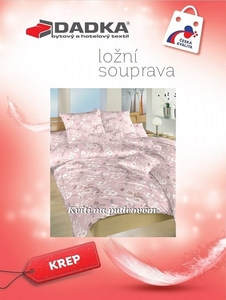 Dadka povlečení krep Kvítí na pudrovém 140x200+70x90 cm  