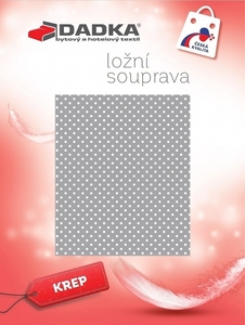 Dadka povlečení krep Puntík bílý na šedém 140x200+70x90 cm 
